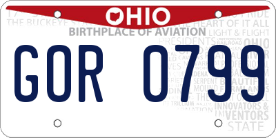 OH license plate GOR0799