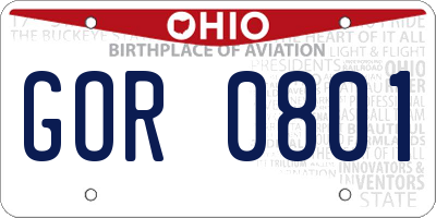 OH license plate GOR0801