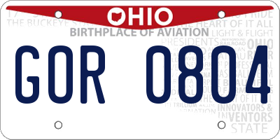 OH license plate GOR0804