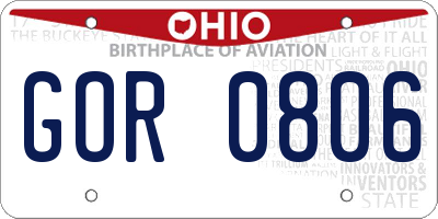 OH license plate GOR0806