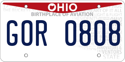 OH license plate GOR0808