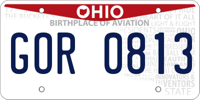OH license plate GOR0813