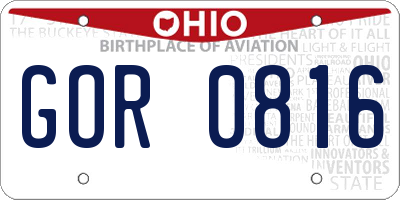 OH license plate GOR0816