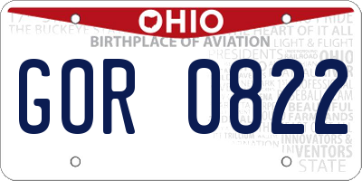 OH license plate GOR0822