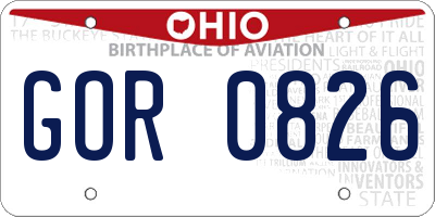 OH license plate GOR0826