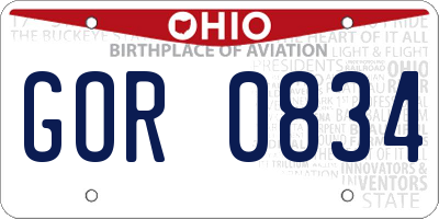 OH license plate GOR0834