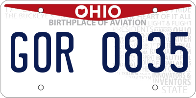 OH license plate GOR0835