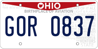 OH license plate GOR0837