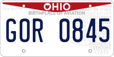 OH license plate GOR0845