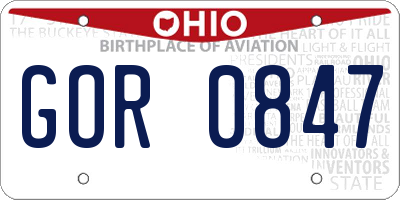 OH license plate GOR0847