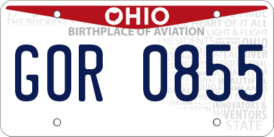 OH license plate GOR0855