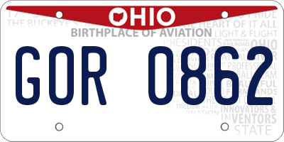 OH license plate GOR0862