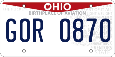 OH license plate GOR0870