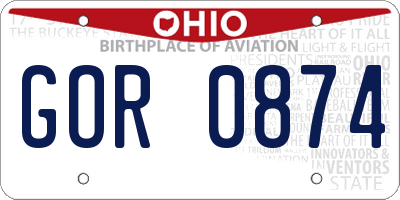 OH license plate GOR0874