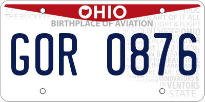 OH license plate GOR0876