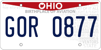 OH license plate GOR0877