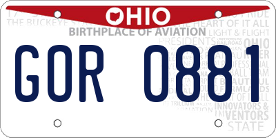 OH license plate GOR0881
