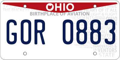 OH license plate GOR0883