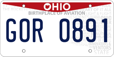 OH license plate GOR0891