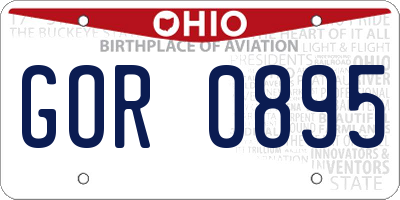 OH license plate GOR0895
