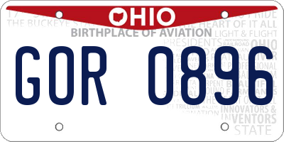 OH license plate GOR0896