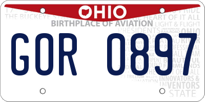 OH license plate GOR0897