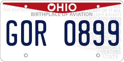 OH license plate GOR0899