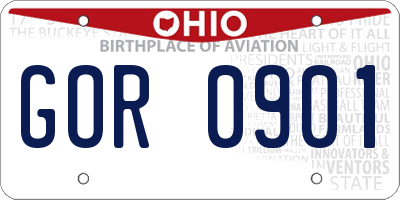 OH license plate GOR0901
