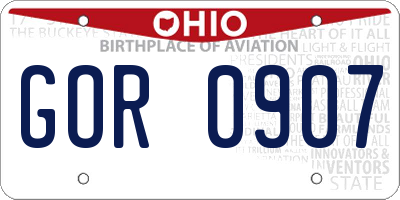 OH license plate GOR0907