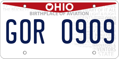 OH license plate GOR0909