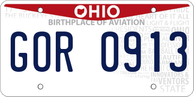 OH license plate GOR0913