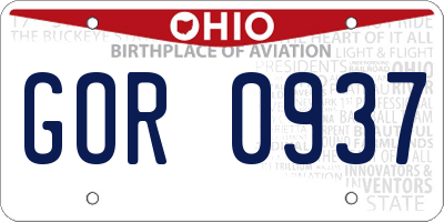 OH license plate GOR0937