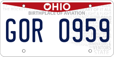 OH license plate GOR0959