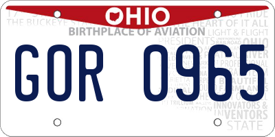 OH license plate GOR0965
