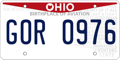 OH license plate GOR0976