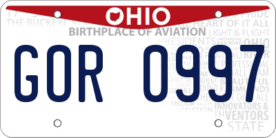 OH license plate GOR0997
