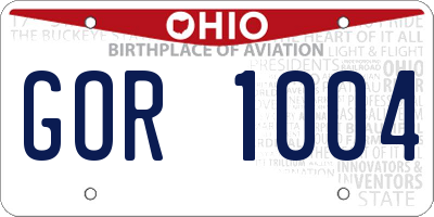 OH license plate GOR1004
