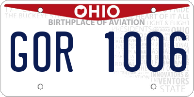 OH license plate GOR1006