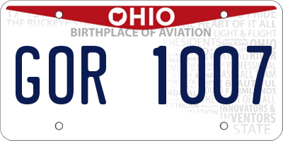 OH license plate GOR1007