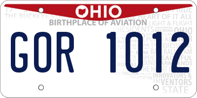 OH license plate GOR1012