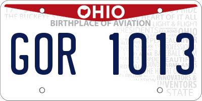 OH license plate GOR1013