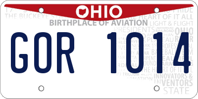 OH license plate GOR1014
