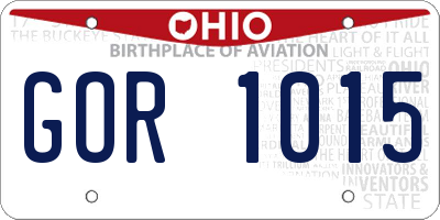 OH license plate GOR1015