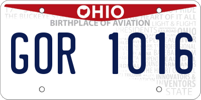 OH license plate GOR1016