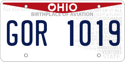 OH license plate GOR1019