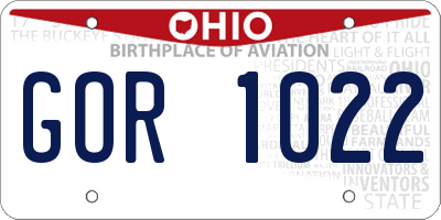 OH license plate GOR1022