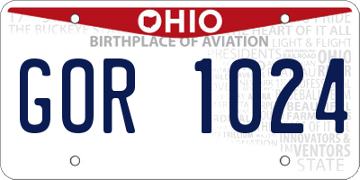 OH license plate GOR1024
