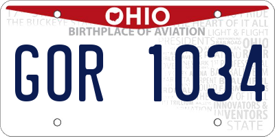 OH license plate GOR1034