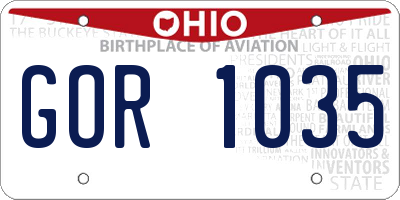 OH license plate GOR1035
