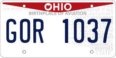 OH license plate GOR1037